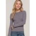 Long slv crew neck stripe sweater