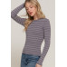 Long slv crew neck stripe sweater