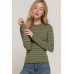 Long slv crew neck stripe sweater