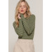 Long slv crew neck stripe sweater