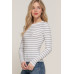 Long slv crew neck stripe sweater
