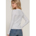 Long slv crew neck stripe sweater