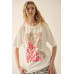 Duo flowers vintage-wash oversized graphic tee