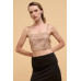 Floral sequins straight neck crop top