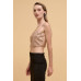 Floral sequins straight neck crop top