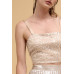 Floral sequins straight neck crop top
