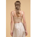 Floral sequins straight neck crop top