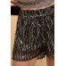 Striped sequins high waist shorts