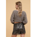 Striped sequins high waist shorts