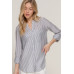 Long Slv Split Round Neck Stripe Woven Shirt