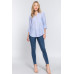 Long Slv Split Round Neck Stripe Woven Shirt