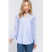 Long Slv Split Round Neck Stripe Woven Shirt