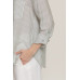 Long Slv Split Round Neck Stripe Woven Shirt