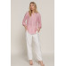 Long Slv Split Round Neck Stripe Woven Shirt