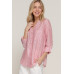 Long Slv Split Round Neck Stripe Woven Shirt
