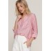 Long Slv Split Round Neck Stripe Woven Shirt