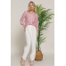 Long Slv Split Round Neck Stripe Woven Shirt