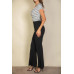 High Waist Stretch Crepe Flare Pants