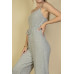 Sweater-knit Fuzzy Frenchy Tie Front Cami Jumpsuit
