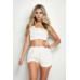 Casual French Terry Sleeveless Button Front Contrast Trim Cropped Tank Top And Shorts Set