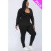 Plus Size Scoop Neck Long Sleeve Bodycon Jumpsuit