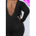 Plus Size Scoop Neck Long Sleeve Bodycon Jumpsuit
