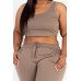 Plus Size French Terry Cropped Tank Top & Joggers Set