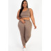 Plus Size French Terry Cropped Tank Top & Joggers Set