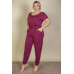Plus Size Solid Drawstring Short Sleeve Jumpsuit