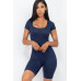 Short Sleeve Scoop Neck Bodycon Romper