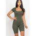 Short Sleeve Scoop Neck Bodycon Romper