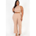 Plus Size Ribbed Mock Neck Crop Tank Top& Bootcut Pants Set
