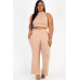 Plus Size Ribbed Mock Neck Crop Tank Top& Bootcut Pants Set