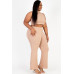 Plus Size Ribbed Mock Neck Crop Tank Top& Bootcut Pants Set