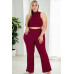 Plus Size Ribbed Mock Neck Crop Tank Top& Bootcut Pants Set