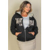 Graphic Drop Shoulder Zipper Up Hoodie