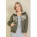 Graphic Drop Shoulder Zipper Up Hoodie