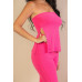 Ribbed Side Slit Bandeau Top & Flare Pants Set