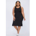 Plus Size Ribbed Side Slit Tank Midi Dress