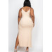 Plus Size Ribbed Side Slit Long Cami Maxi Dress