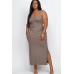 Plus Size Ribbed Side Slit Long Cami Maxi Dress