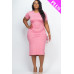 Plus Size Drawstring Ruched Side Split Hem Midi Dress