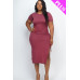 Plus Size Drawstring Ruched Side Split Hem Midi Dress