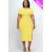 Plus Size Drawstring Ruched Side Split Hem Midi Dress