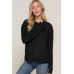 Long Slv Mock Neck Raised Seam Sweater