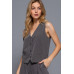 V-neckline Pin Stripe Woven Vest