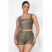 Faux Leather Square Zippered Crop Top