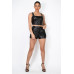 Faux Leather Square Zippered Crop Top