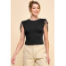 Ruching Shoulder Ribbed Top