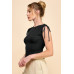 Ruching Shoulder Ribbed Top